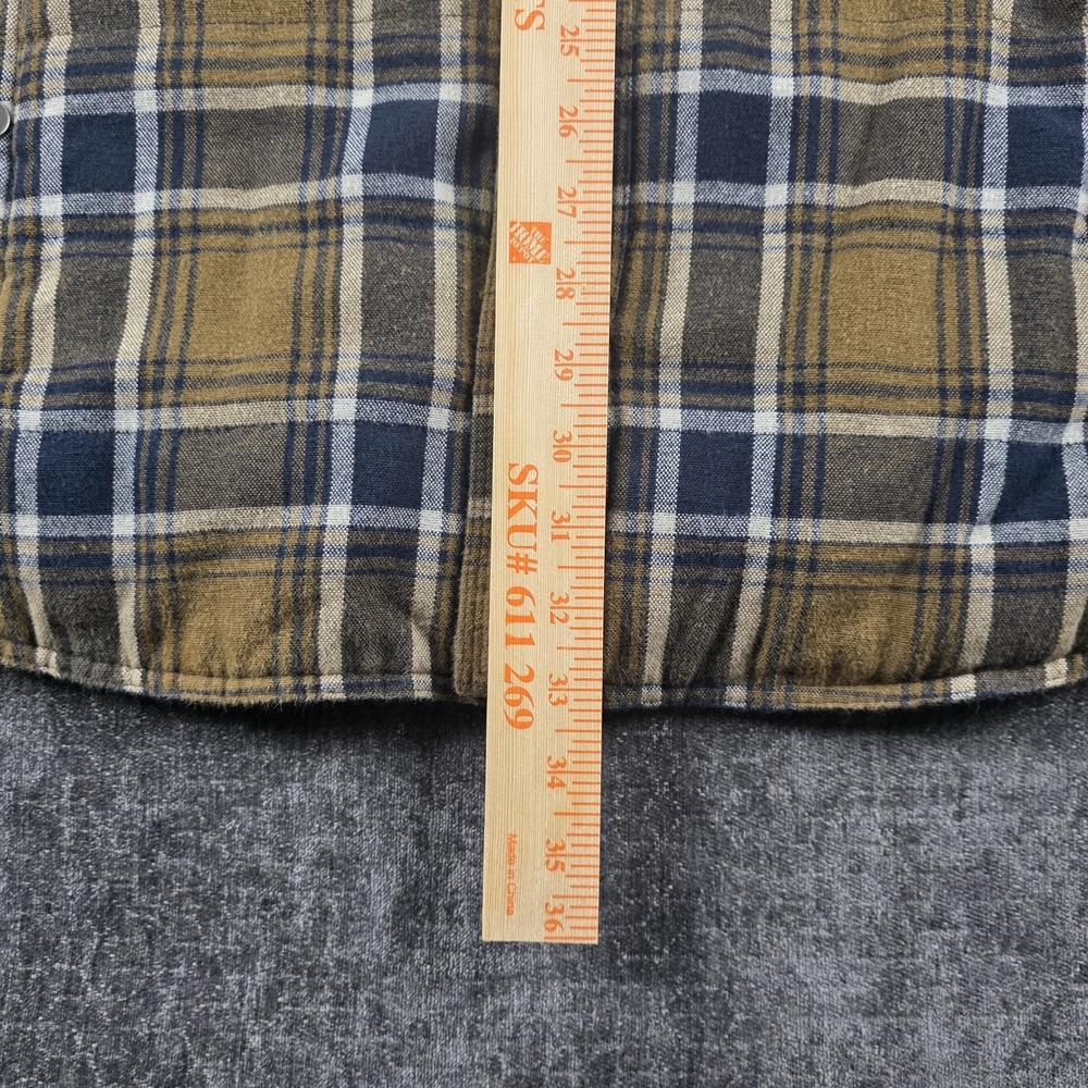 Harley Davidson Quilted Flannel Shirt Jacket Shacket Blue Tan Plaid Biker XXL - Picture 3 of 10